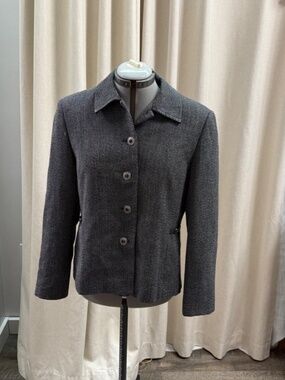 Conrad C Collection VTG Black Size 12 Textured Chic Unique Woven Jacket Blazer